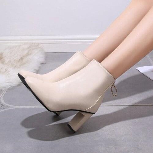 2020 Genuine Leather Med Heel Autumn Winter Zipper Concise Style Square Toe Modern Western British Chelsea Boots