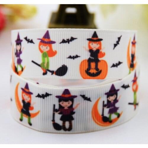 22mm 25mm 38mm 75mm Ruban satin Halloween haunted Cartoon Character printed Grosgrain Ribbon party decoration X-00488 10 Yards