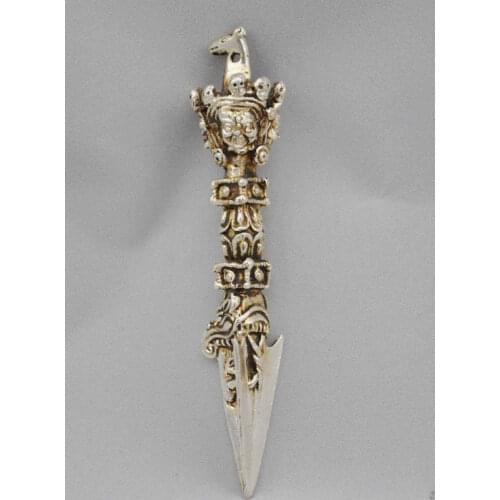 4.13 inch/Buddhism copper plating silver mahakala beadle multiplier statue