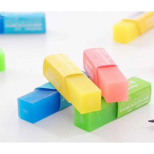 4PCS Jelly Pencils Eraser Rectangular Long Candy-colored Eraser TPR Drawing Art Childrens School Supplies Kindergarten Gifts
