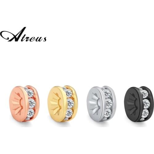 5PCS 6mm Shining Clear Crystal Zircon Flat Round Beads Copper Loose Spacer Small Beads Charms For Jewelry Making DIY Bracelets