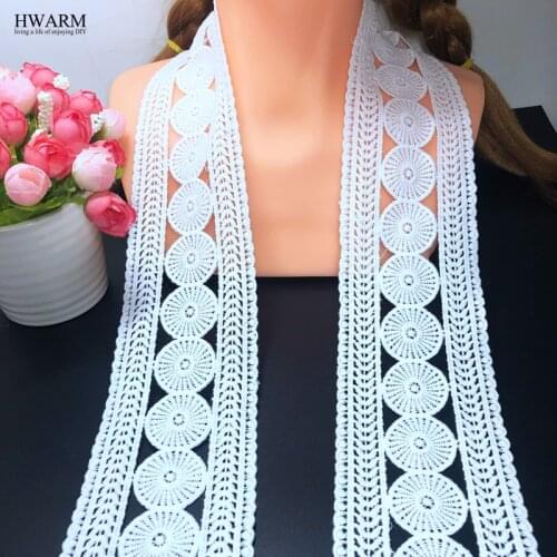 5yard/lot 7.5cm white african lace fabric ribbon trim DIY Small circle wedding clothing sewing accessories hollow water-soluble