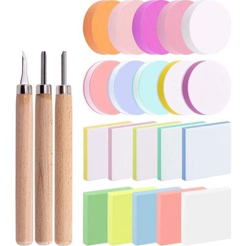 ABSF 23Pcs Block Printing Starter Tool Kit,Rubber Stamps Making Set with Carving Blocks, Cutter Tools for Stamp Carving