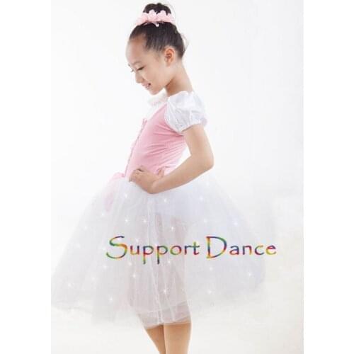 Support Dance Puff Sleeve Velvet Ballet Tutu Dress C33
