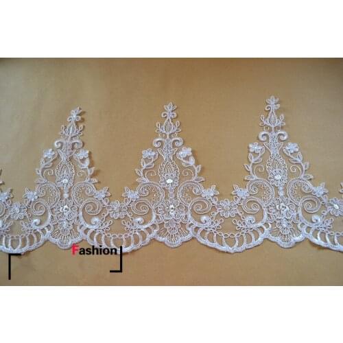 Free Shipping Delicate Embroidered white Lace Trim Dress DIY Accessories lace fabric flower accessories wedding dress fabric