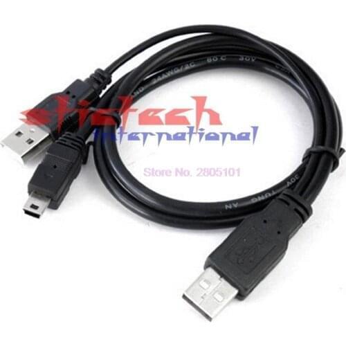 By dhl or ems 100 pieces wholesale new 2 In 1 Male USB 2.0 A to USB 2.0 Male MINI 5 Pin Power Data Y-Cable Splitter Cable