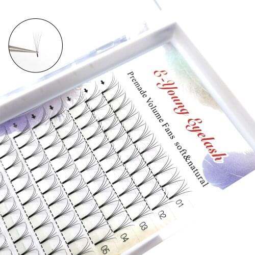 E-Young 4D Volume Eyelashes Short Stem Pre Made Fans Silk Soft Lash Extension False Mink Individual Lashes Makeup Eyelash