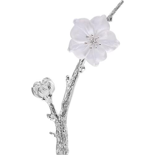 Lotus Fun Real 925 Sterling Silver Natural Quartz Handmade Fine Jewelry Flower in the Rain Design Brooches Pin Broche For Women