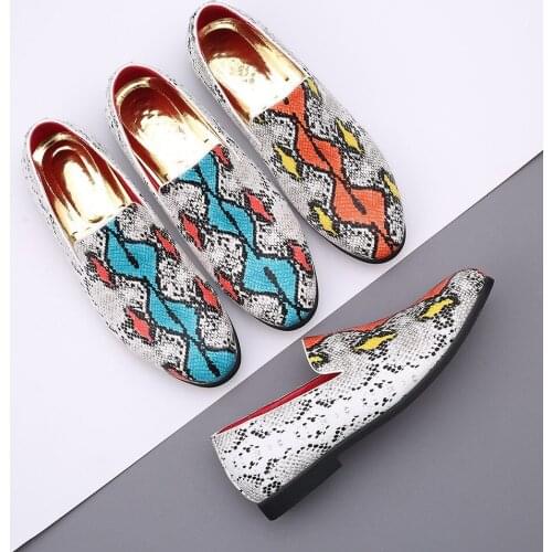 ERRFC New Arrival Luxury Men Casual Comfort Shoes Fashion Designer Python Snake Partern Slip On Leisure Shoe Man Plus Size 38-48