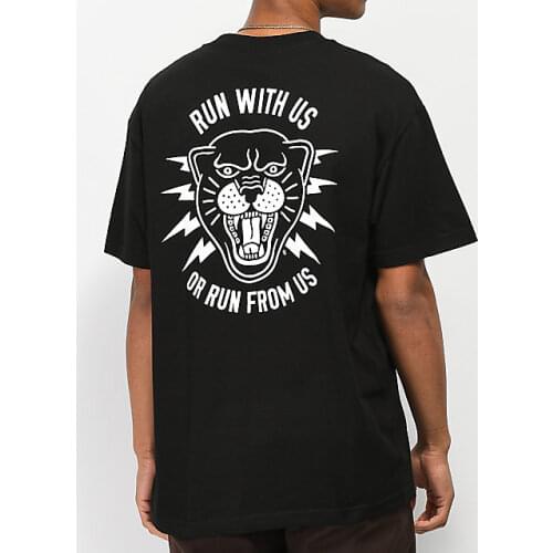 Run with us or run from us lion Gothic t-shirt women hipster 100% Cotton tumblr Fashion grunge graphic unisex tee top tshirt fit