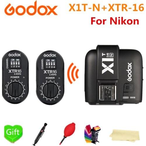Godox X1T-N Wireless TTL HSS Transmitter Tigger + 2* XTR-16 Wireless 2.4G Power Control Receiver Flash For NIKON AD360 AD360II