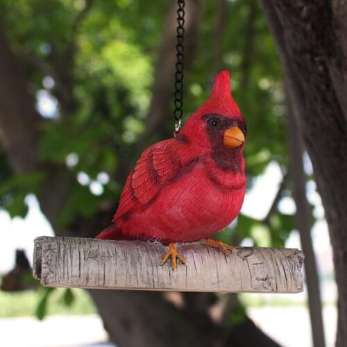 Hot Resin Tree Decoration Garden Hanging Figurines Outdoor Red Bird Statue WIth Hook Up Home Garden For Christmas JSYS