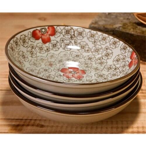 10PCS/Set 7 Inch Japanese-style Ceramic Dish Plate Underglaze Tableware Hotel Creative Vegetable Steak Cake Dessert Dinner Plate