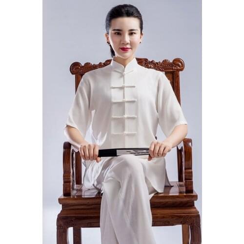 Summer Tai Chi clothes Men And Women Product Tencel Flax Martial Performance Practice clothes Taiji Boxing Clothing Short Sleeve