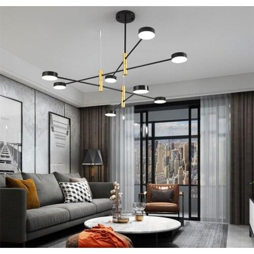 Minimalist Black Gold Modern LED 6/8-Head Chandelier Used For Bedroom Dining, Living Room Dining Room Nordic Decoration