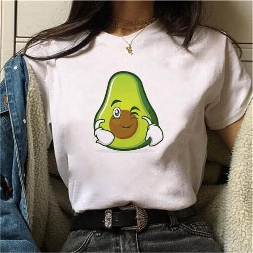 Fashion Cartoon avocado T Shirt Women Lovely Print Short Sleeved O-neck T-shirt Vintage Vogue Ullzang Tshirt Harajuku Tops