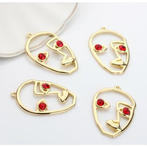 6pcs/lot Zinc Alloy Golden Face KC Gold Color Trendy Charms Woman Earring Necklace Alloy Charms For Jewelry