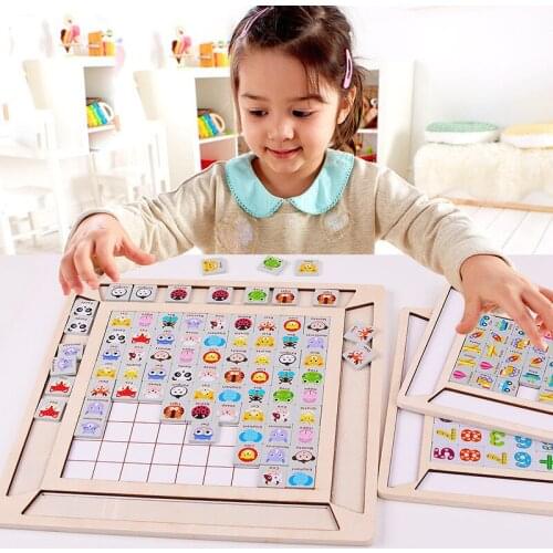 Montessori Wooden Puzzle Cartoon Animal Traffic Digital Matching Game Logical Thinking Training Parent-child Interactive Kid Toy