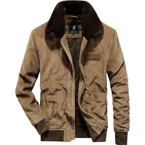 2021 Winter Mens Casual Cargo Jackets Overcoat Cotton Padded Thick Warm Corduroy Parkas Warm Outerwear Plus Size M-4XL