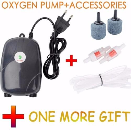 Aquarium Air Pump Fish Tank Mini Compressor Single Double Outlet with Check Valve Tube Aquatic Accessories 220V 3W 5W