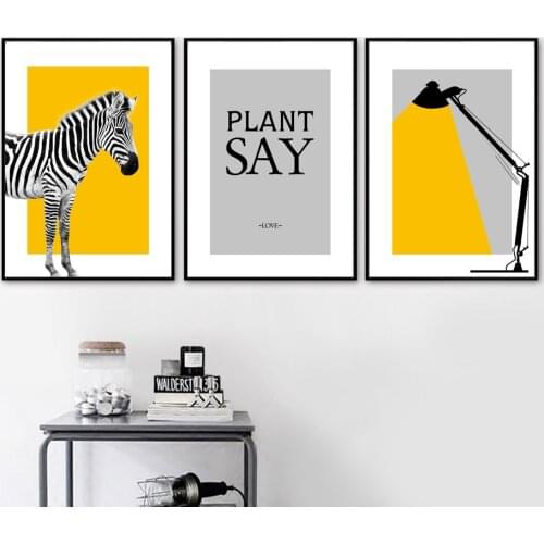 Zebra Table Lamp Quotes Landscape Wall Art Canvas Painting Nordic Posters And Prints Wall Pictures For Living Room Wall Decor