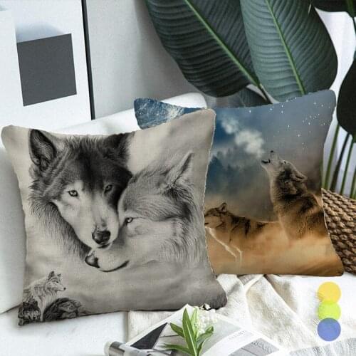 45x45cm Pillowcase Wolves Pattern Decorative Cushion Cover for Sofa Single-sided Printed Throw Pillows Chair Car Home Decoration