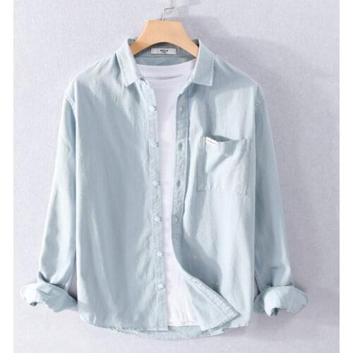 2021 New style pure cotton striped gray shirt men casual comfortable fashion shirts for men tops clothes camisa chemise