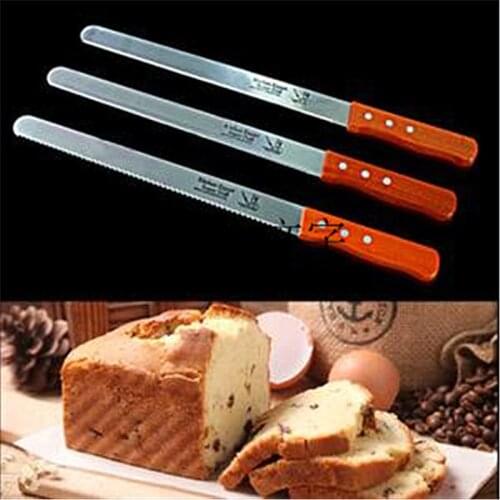 10 Inch Stainless Steel Serrated Bread Knife Natural Wooden Handle Toast Slicing Knives DIY Home Kitchen Pastry Biscuit Cutter