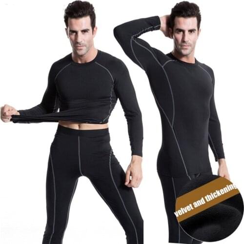 One Set Winter Men Thermal Underwear Motorcycle Skiing Shirts Pants Warm Base Layers Tight Long Johns Tops Trousers Set Clothing