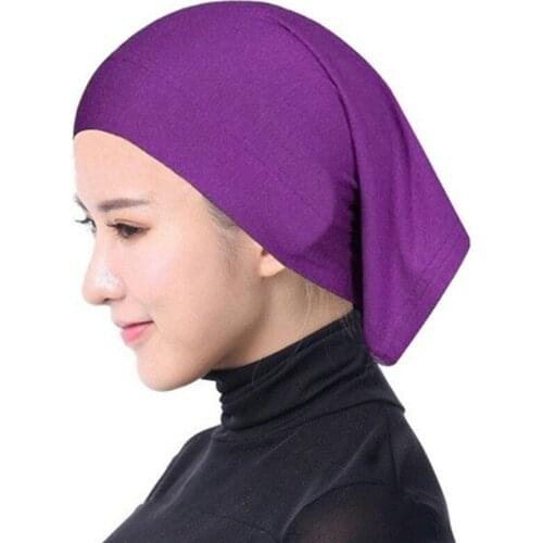 Autumn Ladies Scarves Solid Color Stretchable Headwrap Full Cover Up Windproof Head Hijab Female Bonnet Hat