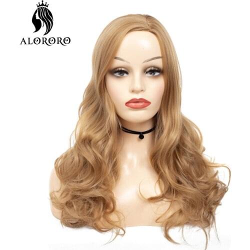 Alororo Long Synthetic Wig 26Inches Natural Wave Water Wigs for Women Light Brown High Temperature Wire Hair Wig