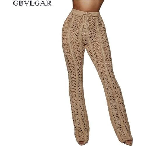 Beach Pants Women Crochet Boho Bohemian Summer Long Trousers White Black Pantalones Invierno Mujer Pantalon Taille Haute Spodnie
