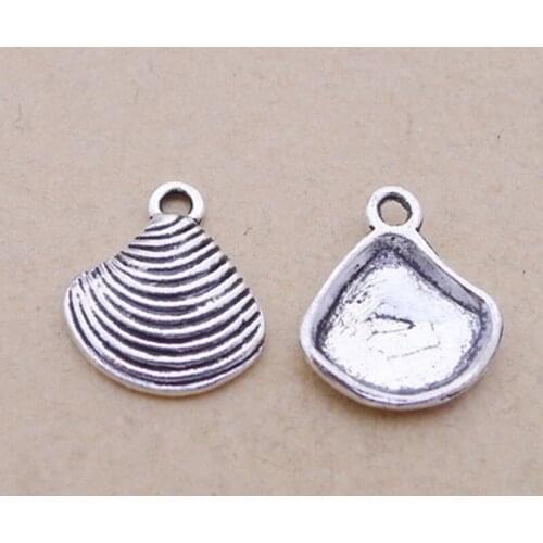 BULK 30 Zinc Alloy Metal Summer Sea Shell Charms Antique Silver Plated Pendant for DIY Jewelry Making 13*15mm 0.6g