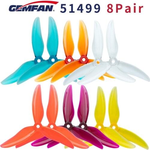 8 Pair Gemfan Hurrican 51499 5inch Tri-blade Propeller Props Compatible T-motor F40 Pro/Xing 2207 2208 2306 Brushless Motor