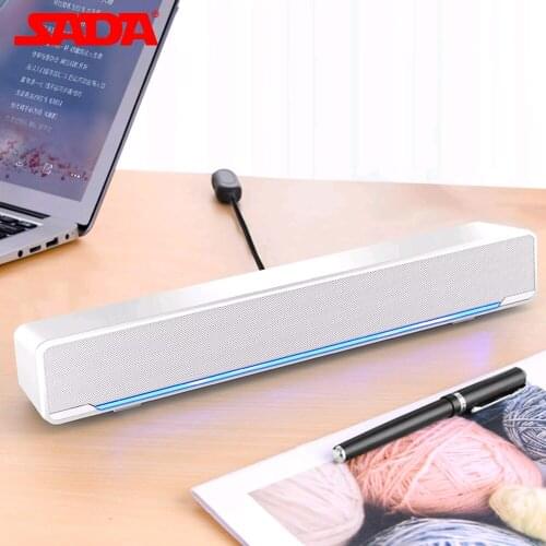 SADA V-196 USB Wired Computer Speaker Bar Stereo Subwoofer Powerful Music Player Bass Surround Sound Box 3.5mm Audio for PC TV