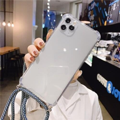Strap Cord Chain Transparent Phone Case For Google Pixel 6 4 XL Pixel 5 5A 4A 4G 5G 3 XL 3A XL 2 2XL Neck Lanyard Soft Cover