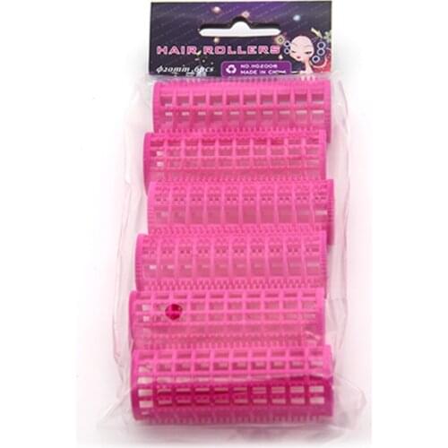 20mm 6pcs/pack Pink PE Hair Setting Rollers With Pins Middle-size DIY Heatless Hair Styling Salon Tool