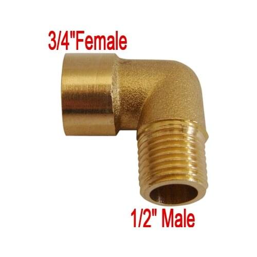 3/4"Female to 1/2" Male Inch BSP gas copper Elbow fitting coupling Thicken Brass Pipe Adapter Coupler water pipe Connector