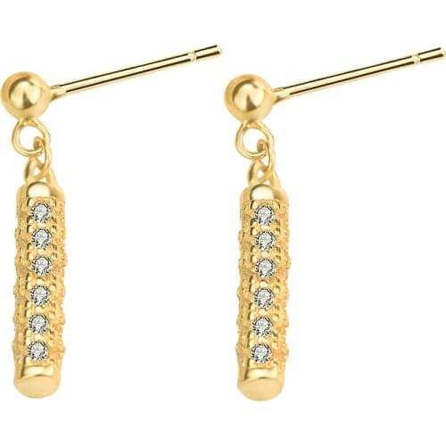 LESF Wedding Earrings 925 Sterling Silver Geometric Cylindrical Pendant Earrings Womens White Gem