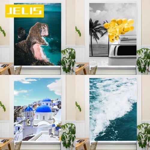 Nordic Style Ins Velcro Blackout Curtains Punch-free Easy Install Short Curtains Living Room Bedroom Window Treatments Drapes