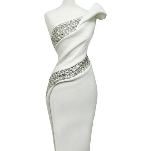 Slim Women Dress Long Elegant Party Prom White Rhinestones Formal Gown vestidos de noche elegantes plus size evening dress