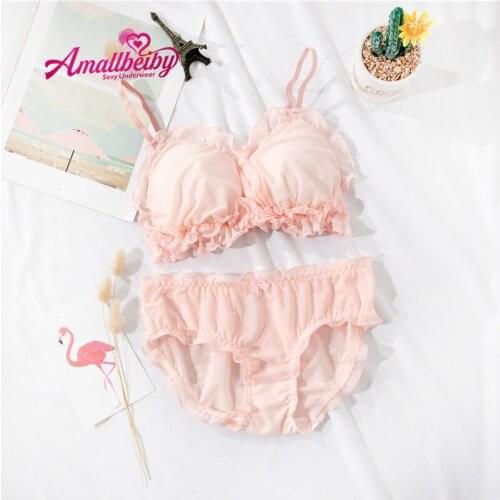 High Quality Bra Set 3/4 Cup Sexy Intimates Bra & Brief Set Thin Cotton Women Lingerie Sexy Embroidery Lace Underwear Sets