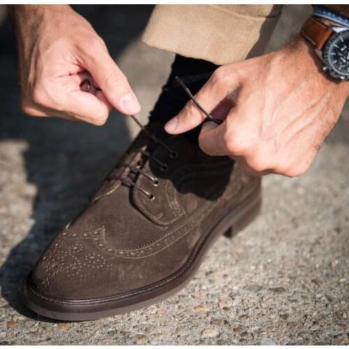 Engraved Suede Mens Casual Leather Shoes Derby shoes Brogue Platform Retro Tide Shoes Mens