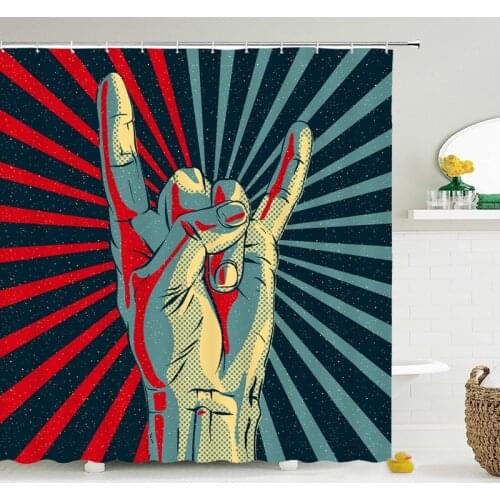 Music Rock Shower Curtain Waterproof Bathroom Screen Dance Piano Guitar Print Shower Curtain Polyester Fabric Bath Home HooksMat