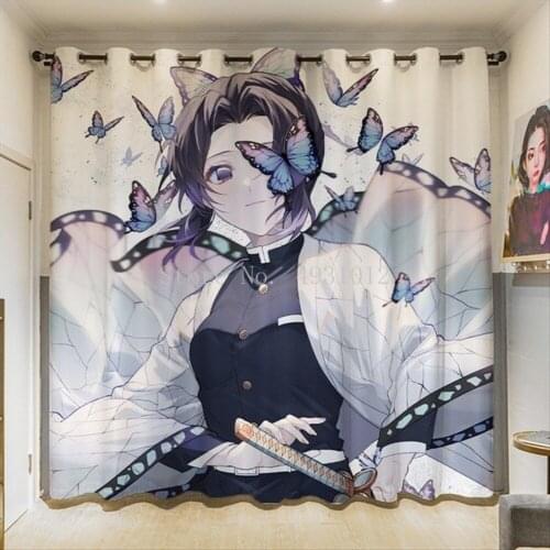 Blackout Curtains Anime Demon Slayer Curtain Bedroom Living Room Japan Cartoon Manga W110xH85 Inch Custom Window Drapes