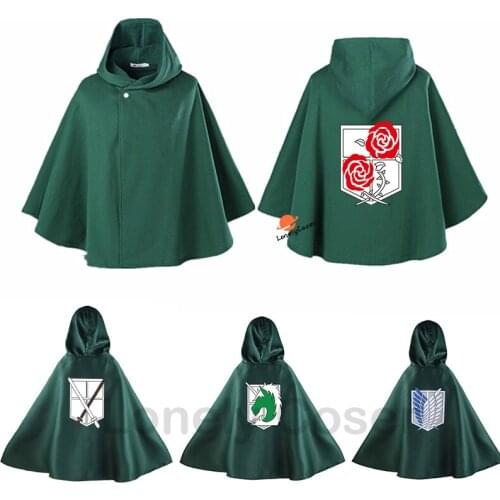 Anime Attack on Titan Cosplay Green Cloak Levi Ackerman Shingeki No Kyojin Hooded Cape The Scouting Legion Military Police