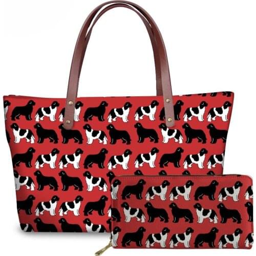 NOISYDESIGNS Womens Handbags&Wallet for Travel Newfoundland Dogs Printing Shoulder Tote Bag Ladies Top-Handle Bags Sac A Dos