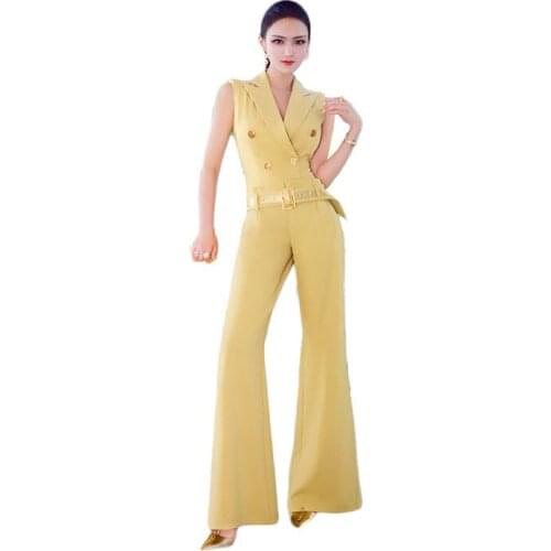 2020 Haute couture Lady Jumpsuit European fashion Top women clothing NEW Summer Suit collar jumpsuit High quality fabric 1777