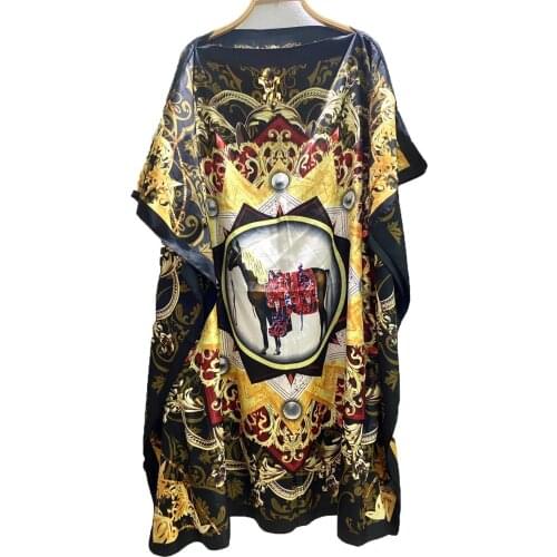 Oversize European Printed Casual Summer Bohemian One-Shoulder Midi Dress Batwing Sleeve Dashiki African Womens Kaftan Dress