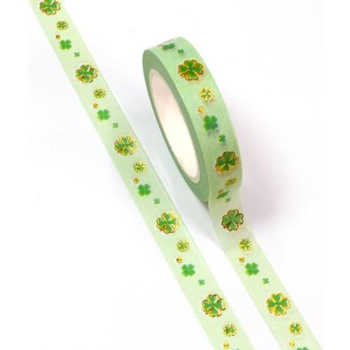 1PC 10MM*10M Spring Green Leaves four Leaf Clover Decorative Washi Tape DIY Scrapbooking Masking Tape School Office Supply